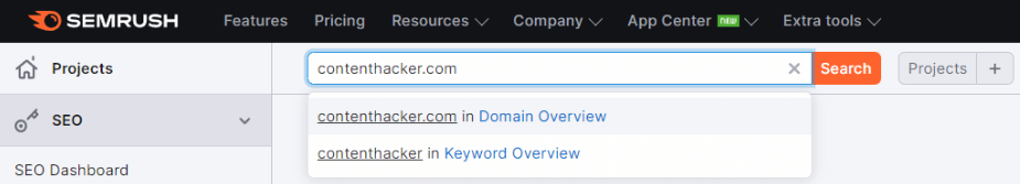 semrush domain and keyword overview