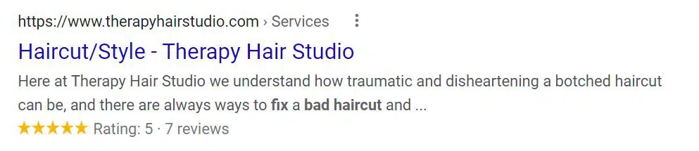google result for haircut