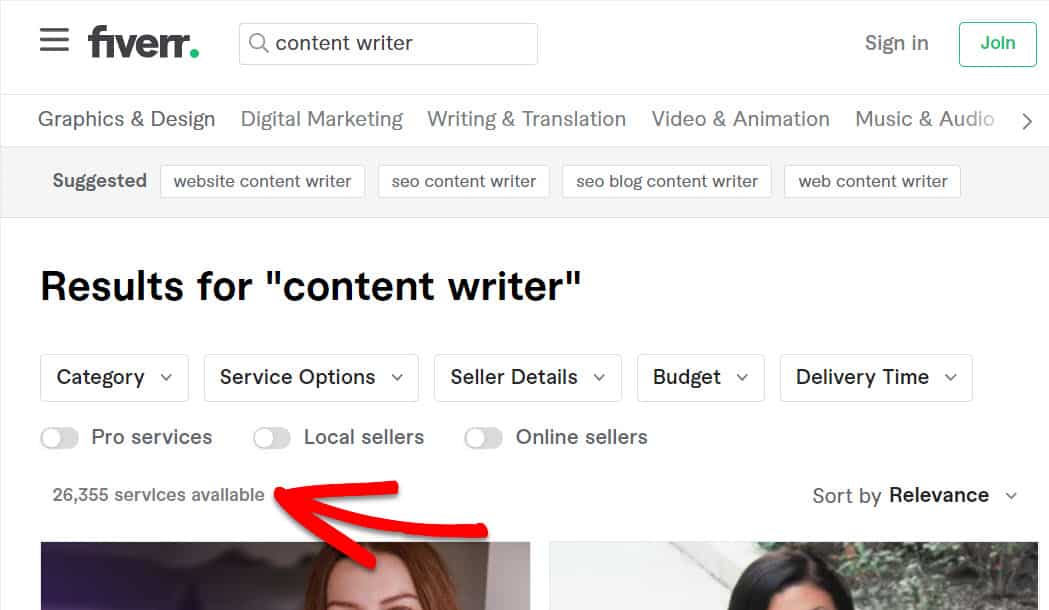 content writers on fiverr