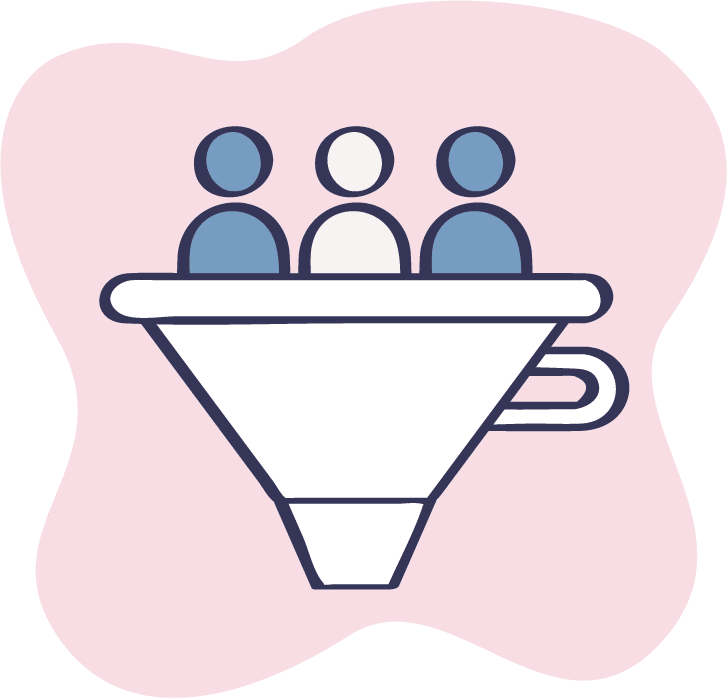 people in a funnel icon