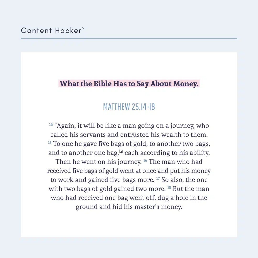 what the bible has to say about money