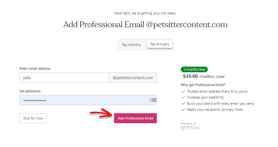 add an email address