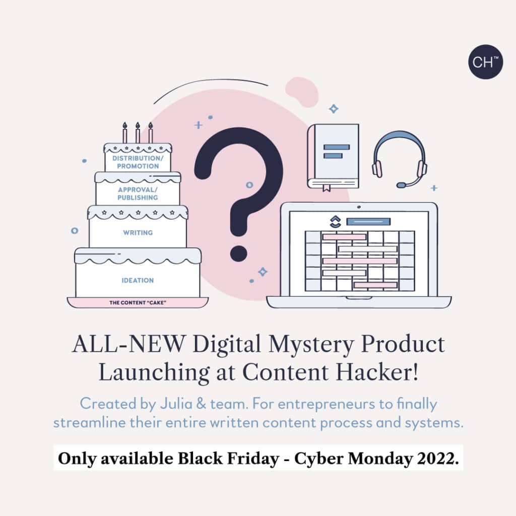 mystery product black friday at content hacker launch