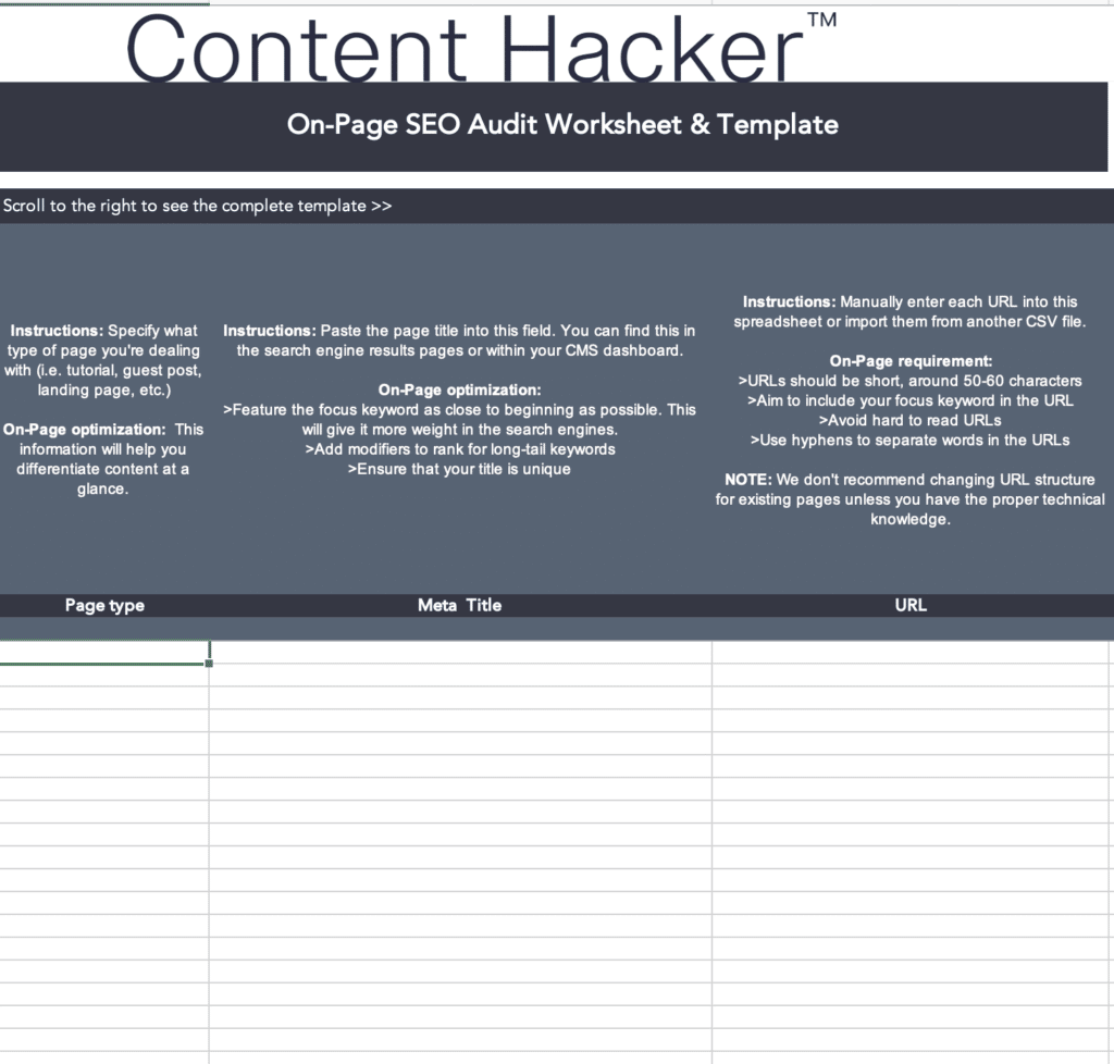 content hacker audit worksheet