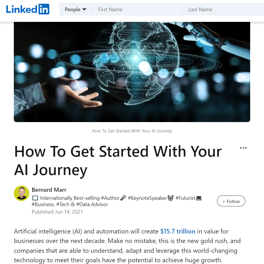 linkedin article example
