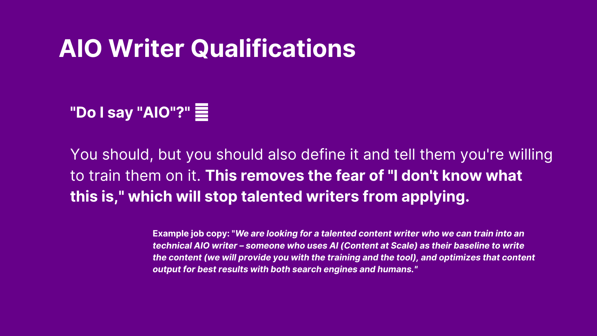 AIO Writer Qualifications 